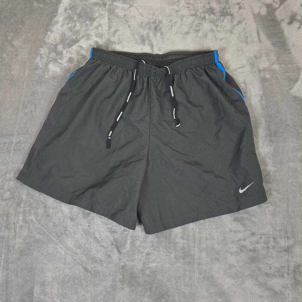 Nike Running Shorts Mens M Gray Blue Lined Dri-FIT 5 Inch Inseam 404618-061